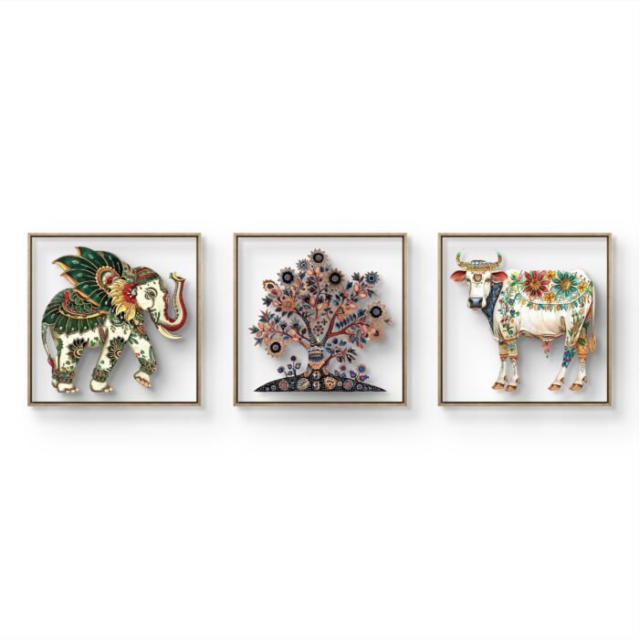 the artwork combines elements of traditional and contemporary styles
