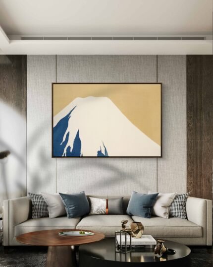 a stylized representation of Mount Fuji