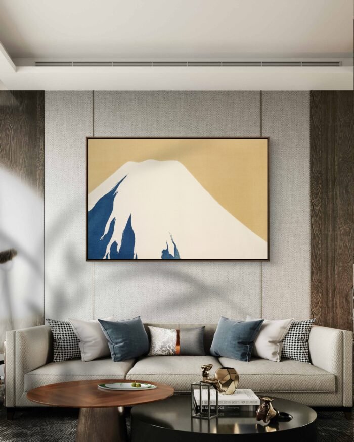 a stylized representation of Mount Fuji