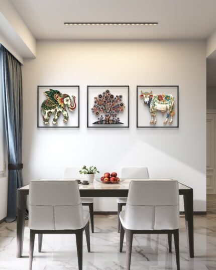 the artwork combines elements of traditional and contemporary styles