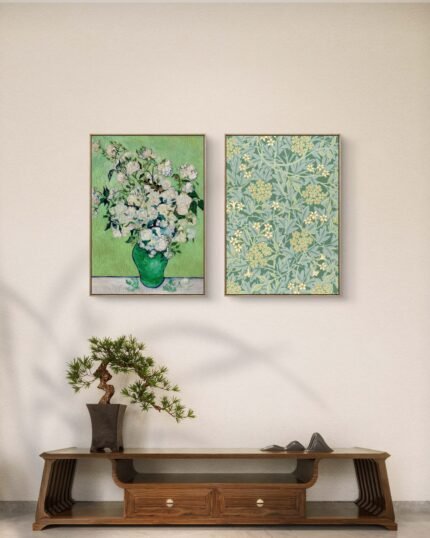 green flower pattern