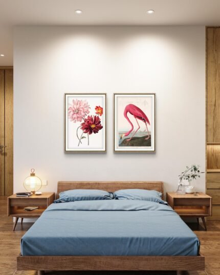 a beautiful juxtaposition of floral and avian themes